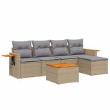 Maison Chic Seti vrtnega pohištva - Vrtna garnitura - Vrtni pohištvo set 6-delna z blazinami bež poli ratan, (21815635) | Shoptok.si