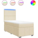  Krevet s oprugama i madracem krem 100 x 200 cm od tkanine | shoptok.hr