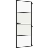 Sobna vrata tanka crna 76 x 201 5 cm kaljeno staklo i aluminij | shoptok.hr