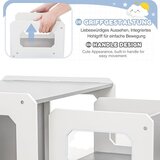 Kinder Home Montessori dečiji sto i stolica, drveni set 3 u 1, belo sivi | Eponuda.com