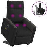 vidaXL Masažni naslonjač na podizanje od tkanine crni | shoptok.hr