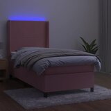  box spring s madracem LED ružičasti 90x200 cm baršunasti | shoptok.hr