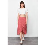 Trendyol Red Slit Floral Patterned Midi Woven Skirt Cene