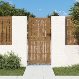 vidaXL vrtna vrata 85x175 cm corten jeklo dizajn bambusa | Shoptok.si