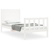 vidaXL Posteljni okvir z vzglavjem bel 3FT trden les, (20904591) | Shoptok.si
