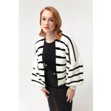 Lafaba Women's White Oversize Striped Knitwear Cardigan | shoptok.hr