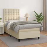  Boxspring - Krevet s oprugama i madracem krem 90 x 190 cm od umjetne kože - Krema 90 x 190 cm gumbi | shoptok.hr