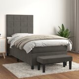 The Living Store Box spring postelja z vzmetnico temno siva 90x200 cm žamet - Box Spring Postelja, (21492545) Cene