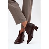 Boto Eco Leather Women's Ankle Boots On Heel Chocolate Rylina | shoptok.hr