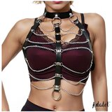 Adalet hilda - veganska kožna ogrlica s lancem (crna) Cijene