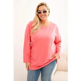 Kesi Women's Plus Size cotton blouse with a round neckline pink Cene