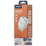 Jellico adapter A53 hišni polnilec Quick Charge 20W vhod Type C PD 3.0 - Original (EU Blister) bel Cene