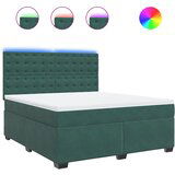 vidaXL Box spring postelja z vzmetnico temno zelena 180x200 cm žamet, (21309997) | Shoptok.si