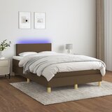  s oprugama i madracem LED tamnosmeđi 120x190 cm tkanina | shoptok.hr