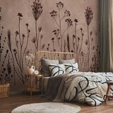 Foto tapeta - Wildflowers – black plants on lime-wash background 100x70 | shoptok.hr
