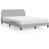  Krevet s madracem Dover svjetlosivi 140x190 cm baršunasti | shoptok.hr