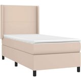  Krevet box spring madrac LED cappuccino 100x200cm umjetna koža | shoptok.hr