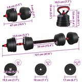  Set utega 4-u-1: bučica, težinska šipka i kettlebell 20 kg | shoptok.hr