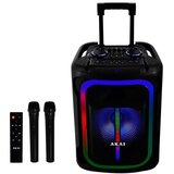 Akai karaoke 800W PMPO, FM, LED, 15", daljinsk, kolica-ručka, 2xbež mik, ABTS-15 | shoptok.hr