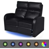  Naslanjač dvosed umetno usnje črne barve, (20764248) | Shoptok.si