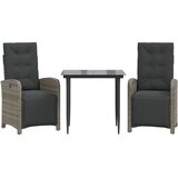  3-dijelni bistro set od poliratana s jastucima sivi | shoptok.hr