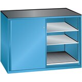 LISTA Omara z drsnimi vrati, nosilnost izvlečne police 75 kg, 4 premične police, 2 izvlečni polici, svetlo modra Cene