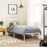Maison Chic Kovinski Posteljni okvir - Enojna postelja - Postelja za odrasle brez vzmetnice z vzglavjem 75x190 cm, (21696255) | Shoptok.si