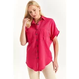 armonika Women's Fuchsia Linen Shirt with Double Pocket Detail and a yoke at the back