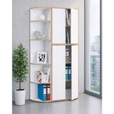 Livetastic KOTNI REGAL 33/183/33 cm bela, medeni hrast | Shoptok.si