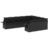  10-dijelni set vrtnih sofa s jastucima crni od poliratana | shoptok.hr