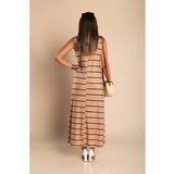 Fenzy Maxi Obleka S Potiskom Črt, Kaki | Shoptok.si