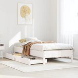 vidaXL Posteljni okvir brez vzmetnice bel 100x200 cm trdna borovina | Shoptok.si