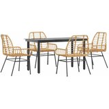 vidaXL Vrtni blagovaonski set od 5 dijelova smeđi poliratan staklo - Smeđa 140 x 70 x 74 cm 4 | shoptok.hr