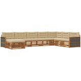  Set vanjskih sofa 8 kom. Prirodna i bež Čvrsto drvo akacije | shoptok.hr