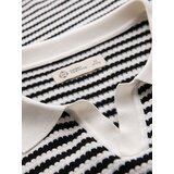 Ombre Men's knitted buttonless polo shirt with navy stripes - black and white | Shoptok.si