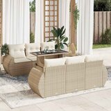 Maison Chic Seti vrtnega pohištva - Vrtna garnitura - Vrtni pohištvo set 7-delna z blazinami bež poli ratan, (21804256) | Shoptok.si