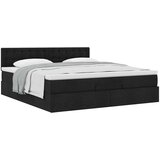 vidaXL Otomanski posteljni okvir z vzmetnico črn 180x200 cm blago | Shoptok.si