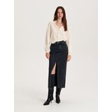 Reserved - Bluza od satena s ukrasnim izrezom - krem | shoptok.hr