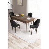 Hanah home trpezarijski set Roz, sto na razvlačenje i 4 stolice, ploča u dekoru drveta Baroque, crna tkanina Babyface | Eponuda.com