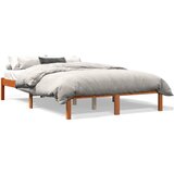 vidaXL Posteljni okvir voščeno rjav 140x190 cm trdna borovina Cene