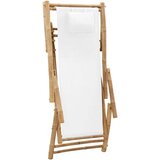  Ležaljka od bambusa i platna krem bijela | shoptok.hr