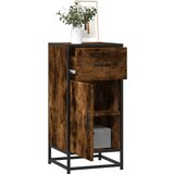 vidaXL Komoda dimljeni hrast 35,5x35x76 cm inženirski les in kovina | Shoptok.si