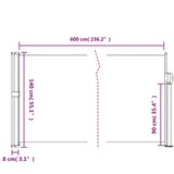  Uvlačiva bočna tenda bijela 140 x 600 cm | shoptok.hr