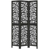 vidaXL Sobna pregrada s 3 panela crno od masivnog drva paulovnije | shoptok.hr