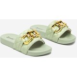 Resti Women's green quilted slippers with a gold chain Eteris - Footwear | ePonuda.com