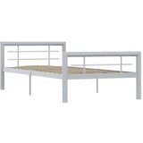 Maison Chic Posteljni okvir - Enojna postelja - Postelja za odrasle siv in bel kovinski 100x200 cm-J8997, (21768385) | Shoptok.si