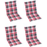 vidaXL Blazine za vrtne stole 4 kosi rdeč karo vzorec 100x50x3 cm | Shoptok.si