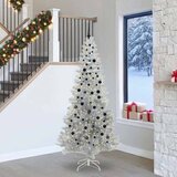 Božićno drvce s 300 LED svjetlima s stalakom Srebrno 240 cm PET | shoptok.hr