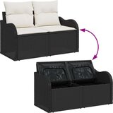  12-dijelni set vrtnog sofera s jastučićima Crni Poliratan Akacija 2-sjedalni vrtni sofa s pohranom i jastučićima Crni Poliratan | shoptok.hr