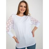 Fashion Hunters White blouse Havana RUE PARIS with lace on the sleeves Cene